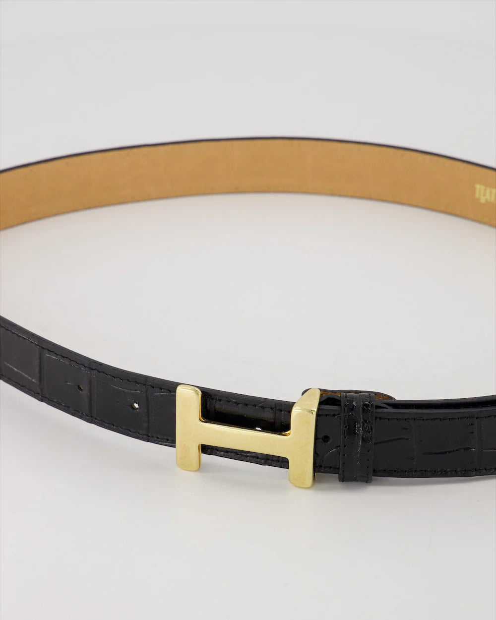 Hera Big - Croco - Riem - Zwart - B28 - Goudkleurig